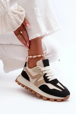 Boto Sneakersy Damskie*Sneakersy Buty Sportowe Damskie Czarne Kalelia Czarny