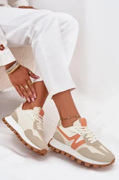 Discount Boto Sneakersy Buty Sportowe Damskie Beżowe Kalelia