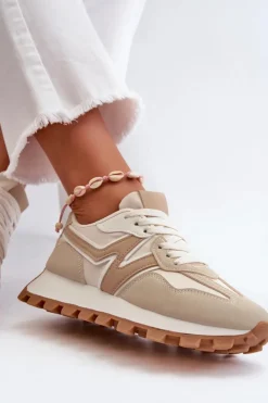 Discount Boto Sneakersy Buty Sportowe Damskie Beżowe Kalelia