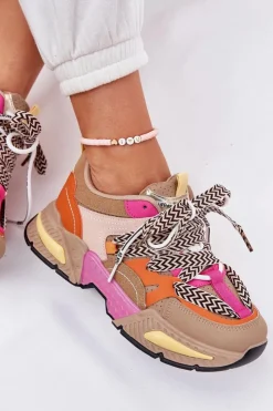 Damskie Boto Sneakersy Buty Sportowe Damskie Z Podwójnym Sznurowaniem Khaki Efobell