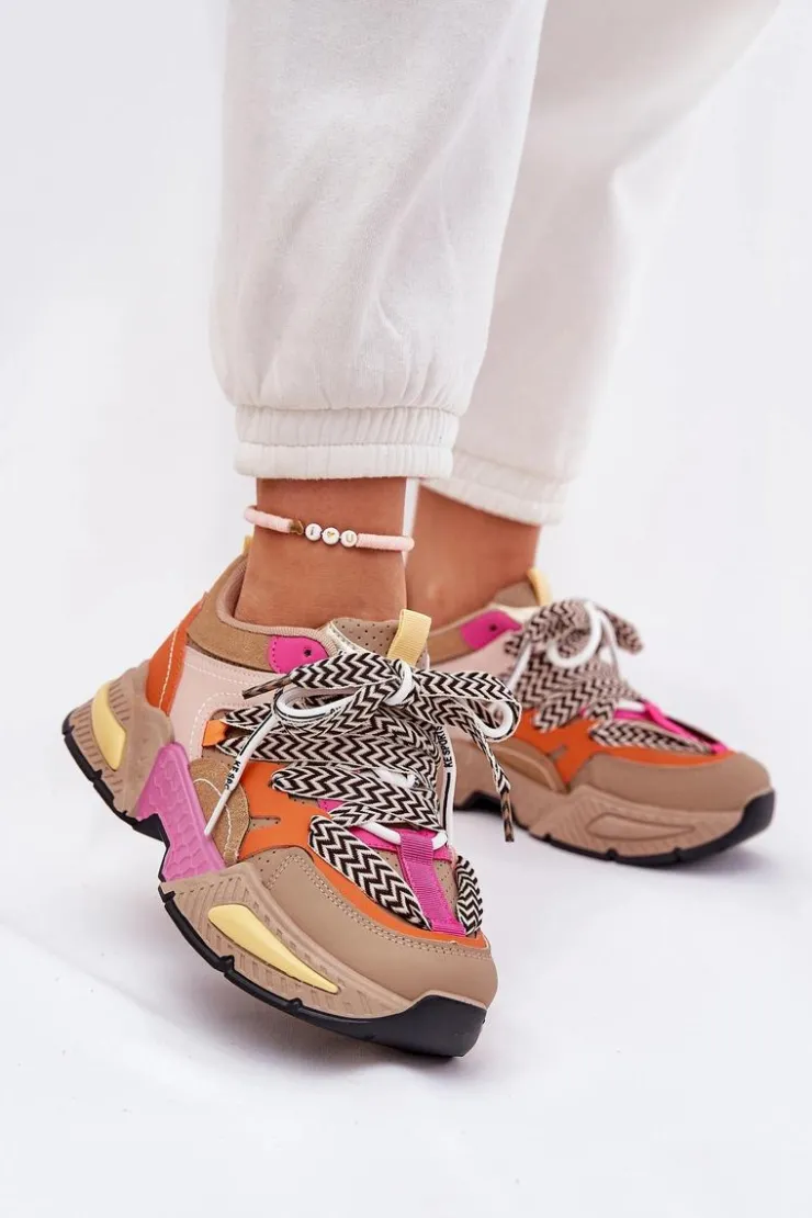 Damskie Boto Sneakersy Buty Sportowe Damskie Z Podwójnym Sznurowaniem Khaki Efobell