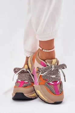 Damskie Boto Sneakersy Buty Sportowe Damskie Z Podwójnym Sznurowaniem Khaki Efobell