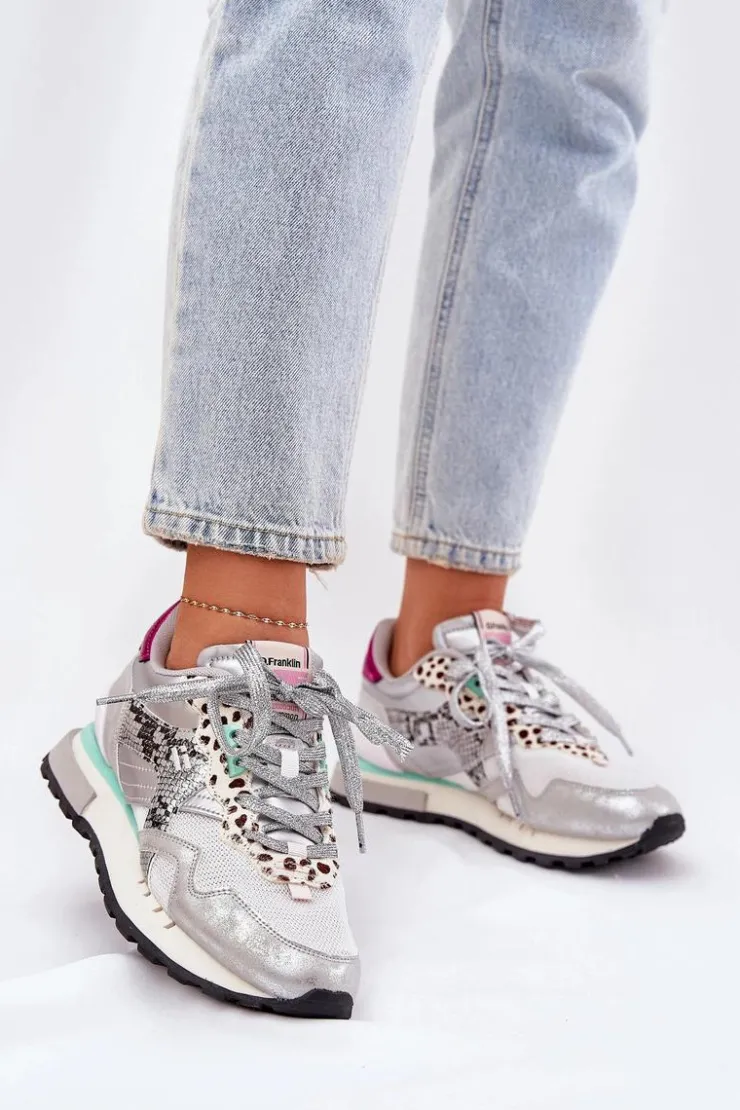 D.Franklin Sneakersy Damskie*Sneakersy Buty Sportowe Damskie DFSH378006 Srebrne Srebrny