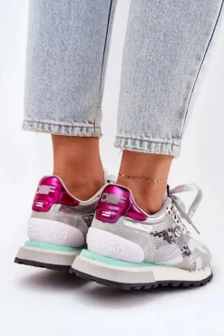 D.Franklin Sneakersy Damskie*Sneakersy Buty Sportowe Damskie DFSH378006 Srebrne Srebrny