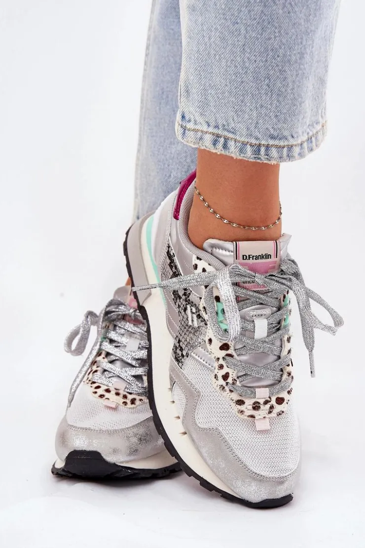 D.Franklin Sneakersy Damskie*Sneakersy Buty Sportowe Damskie DFSH378006 Srebrne Srebrny