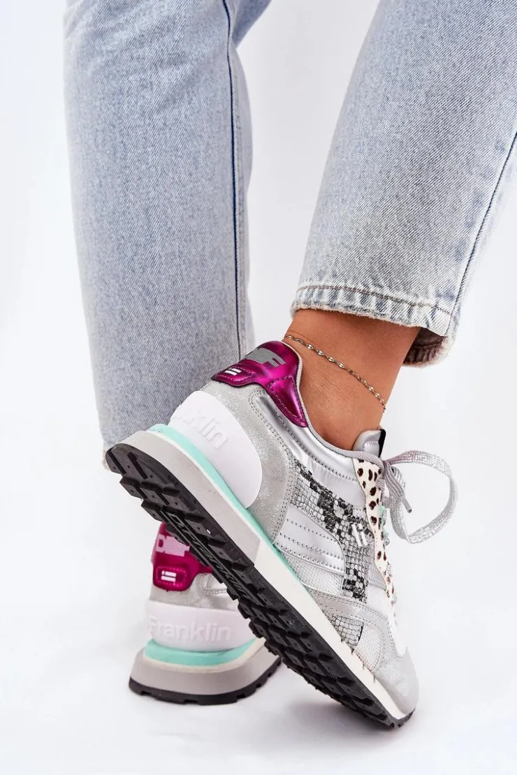 D.Franklin Sneakersy Damskie*Sneakersy Buty Sportowe Damskie DFSH378006 Srebrne Srebrny