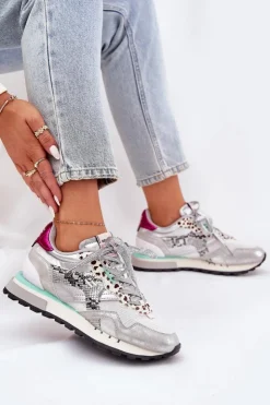 D.Franklin Sneakersy Damskie*Sneakersy Buty Sportowe Damskie DFSH378006 Srebrne Srebrny