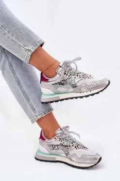 D.Franklin Sneakersy Damskie*Sneakersy Buty Sportowe Damskie DFSH378006 Srebrne Srebrny