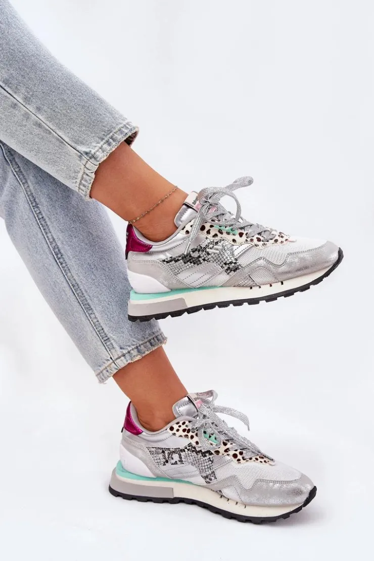 D.Franklin Sneakersy Damskie*Sneakersy Buty Sportowe Damskie DFSH378006 Srebrne Srebrny