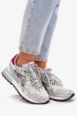 D.Franklin Sneakersy Damskie*Sneakersy Buty Sportowe Damskie DFSH378006 Srebrne Srebrny