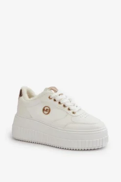 Boto Sneakersy Damskie*Sneakersy Buty Sportowe Damskie Ocieplane Na Masywnej Podeszwie Białe Ardiela Biały