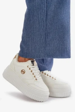 Boto Sneakersy Damskie*Sneakersy Buty Sportowe Damskie Ocieplane Na Masywnej Podeszwie Białe Ardiela Biały