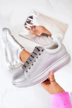 GOE Sneakersy Damskie*Sneakersy Buty Sportowe Dżety JJ2N4048 Srebrne