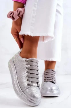 GOE Sneakersy Damskie*Sneakersy Buty Sportowe Dżety JJ2N4048 Srebrne