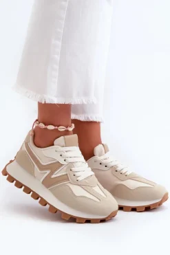 Damskie Boto Sneakersy Buty Sportowe Damskie Beżowe Kalelia
