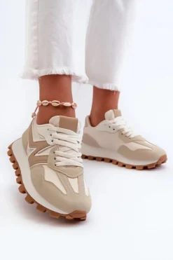 Damskie Boto Sneakersy Buty Sportowe Damskie Beżowe Kalelia