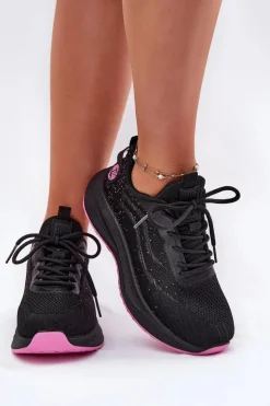 Big Star Shoes Buty Sportowe Big Star|Sneakersy Damskie*Sneakersy Buty Sportowe Damskie Na Platformie Big Star RR274523 HI-POLY SYSTEM Czarne