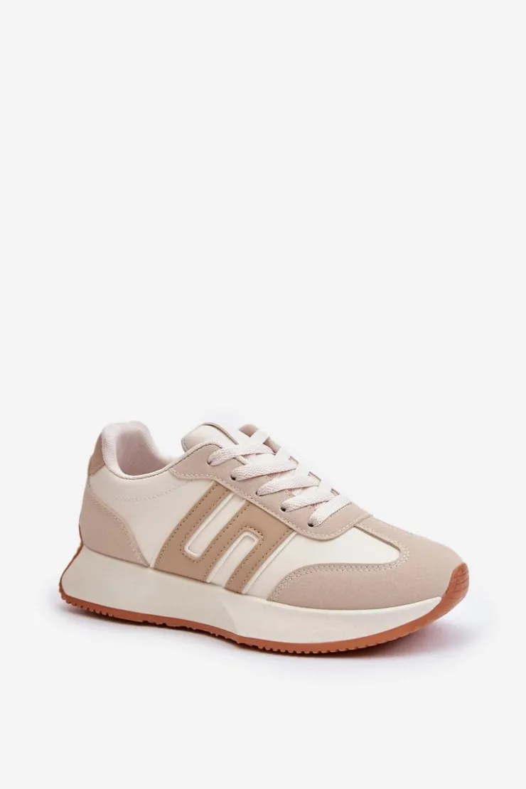 Hot Boto Sneakersy Buty Sportowe Na Platformie Damskie Beżowe Thari