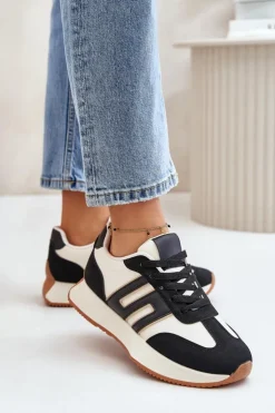 Sale Boto Sneakersy Buty Sportowe Na Platformie Damskie Czarne Thari