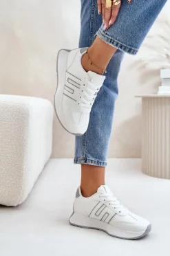 Boto Buty Sportowe Na Platformie|Sneakersy Damskie*Sneakersy Buty Sportowe Na Platformie Damskie Biało-Szare Thari