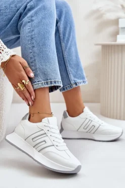 Boto Buty Sportowe Na Platformie|Sneakersy Damskie*Sneakersy Buty Sportowe Na Platformie Damskie Biało-Szare Thari