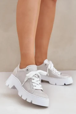 CheBello Buty Sportowe Na Platformie*Sneakersy Buty Sportowe Na Platformie 4632 Srebrne Srebrny