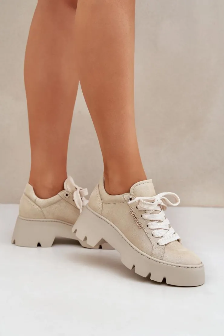 CheBello Buty Sportowe Na Platformie*Sneakersy Buty Sportowe Na Platformie 4632 Złote Złoty