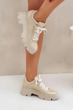 CheBello Buty Sportowe Na Platformie*Sneakersy Buty Sportowe Na Platformie 4632 Złote Złoty