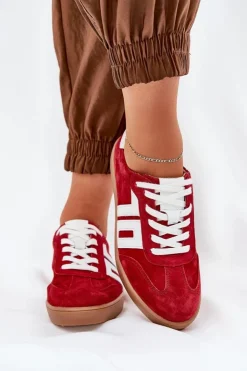 Sale Buty damskie Vinceza Sneakersy Buty Sportowe Zamszowe Vinceza 79517 Czerwone Czerwony