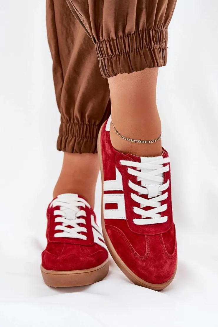 Sale Buty damskie Vinceza Sneakersy Buty Sportowe Zamszowe Vinceza 79517 Czerwone Czerwony