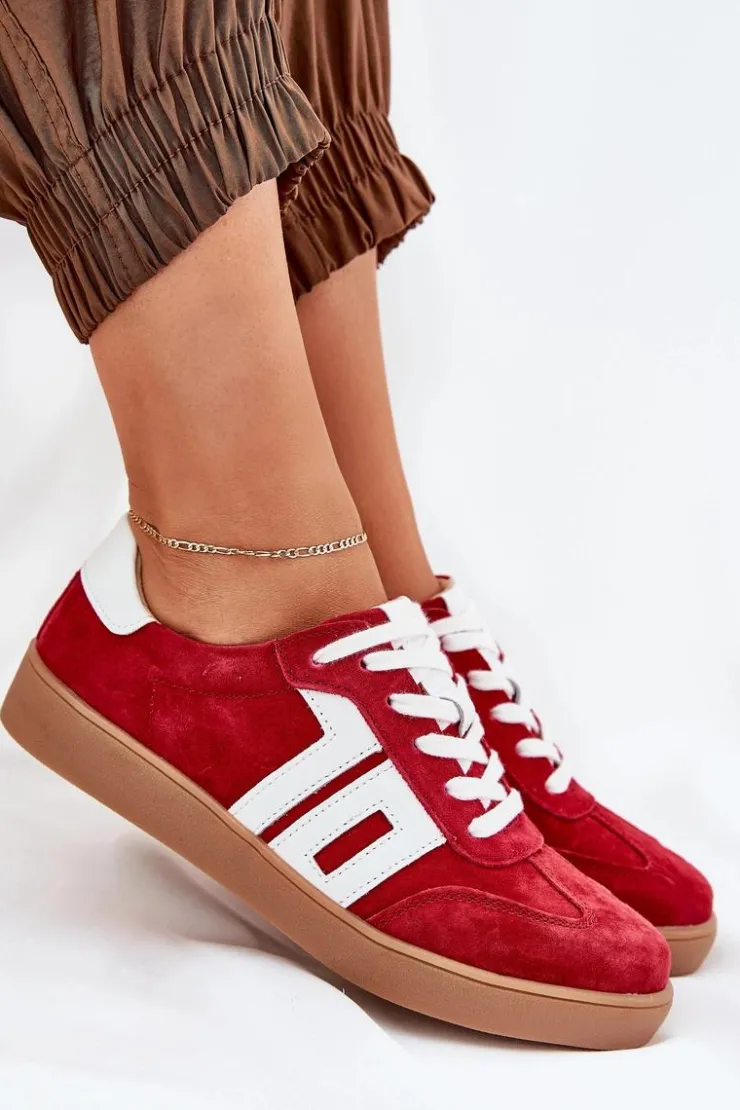 Sale Buty damskie Vinceza Sneakersy Buty Sportowe Zamszowe Vinceza 79517 Czerwone Czerwony