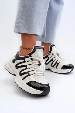 Hot Boto Sneakersy Damskie Biało-Czarne Ahmani Biały