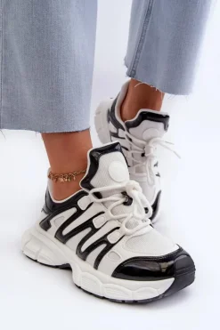 Hot Boto Sneakersy Damskie Biało-Czarne Ahmani Biały