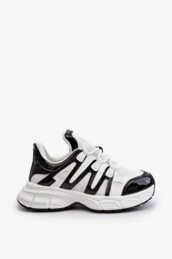 Hot Boto Sneakersy Damskie Biało-Czarne Ahmani Biały
