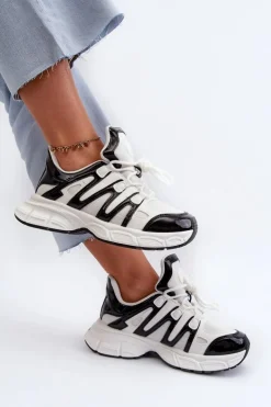 Hot Boto Sneakersy Damskie Biało-Czarne Ahmani Biały