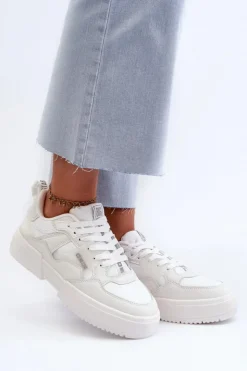 Damskie Big Star Shoes Sneakersy Damskie Big Star NN274357 Memory Foam System Białe