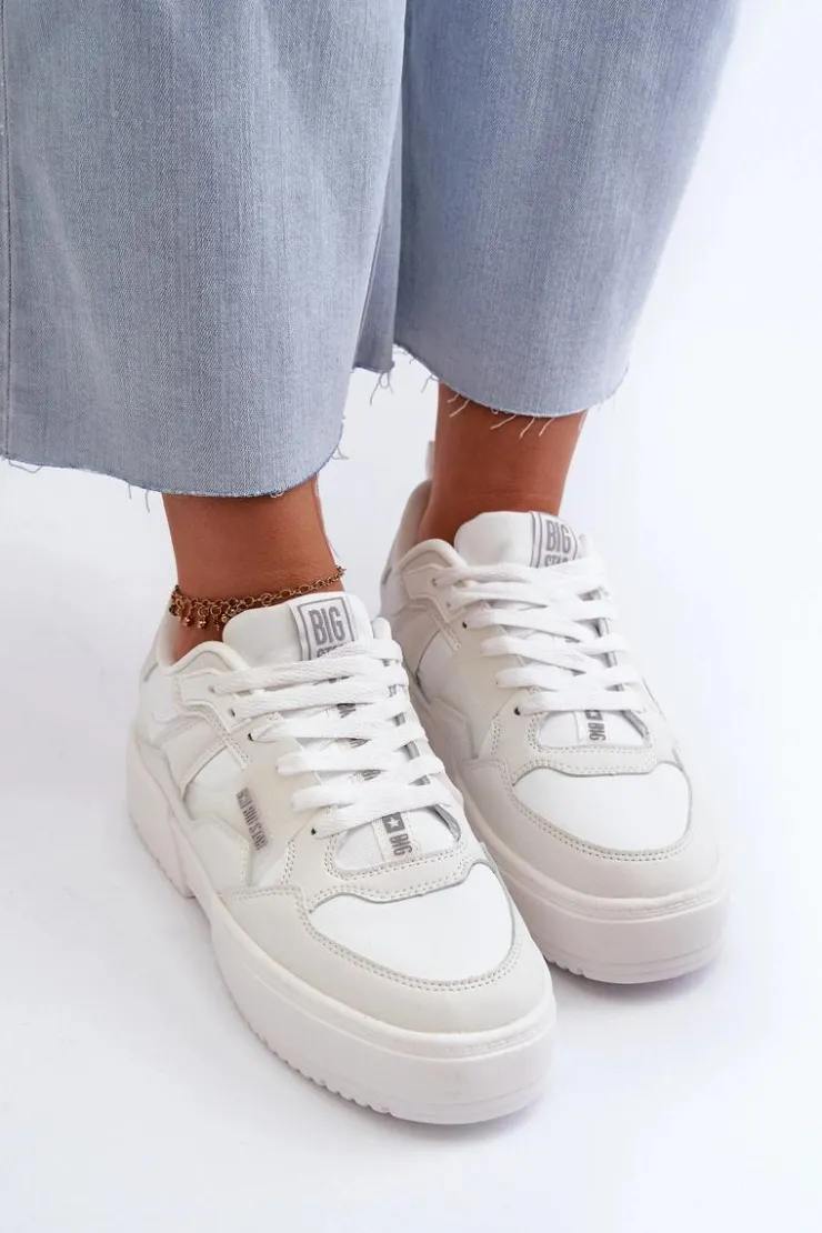 Damskie Big Star Shoes Sneakersy Damskie Big Star NN274357 Memory Foam System Białe