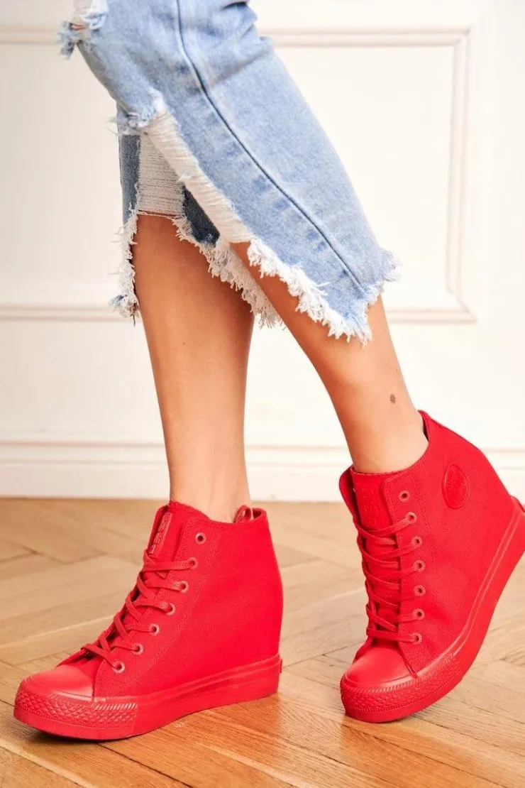 Big Star Shoes Trampki Damskie Big Star|Big Star*Sneakersy Damskie Big Star Czerwone FF274A193