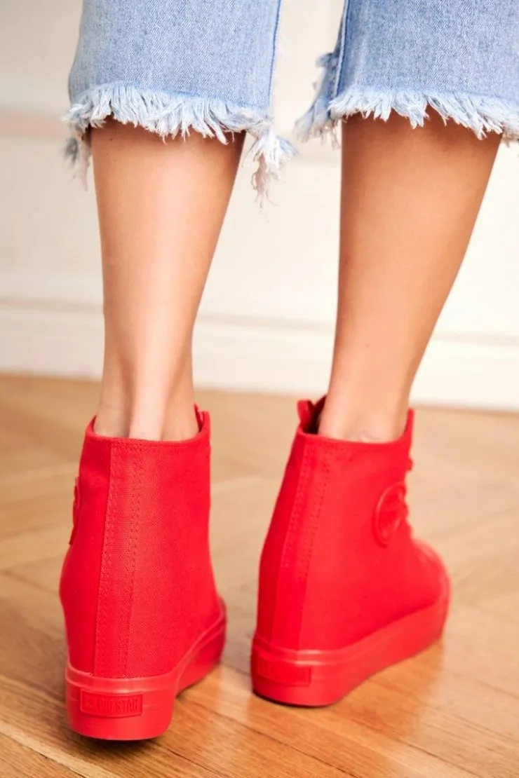 Big Star Shoes Trampki Damskie Big Star|Big Star*Sneakersy Damskie Big Star Czerwone FF274A193