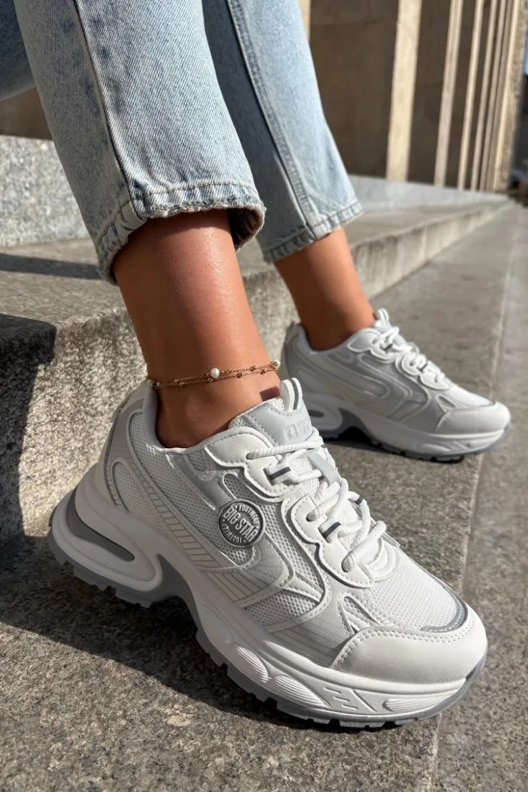 Big Star Shoes Buty Sportowe Na Platformie|Buty Sportowe Big Star*Sneakersy Damskie Big Star RR274A191 Białe Biały