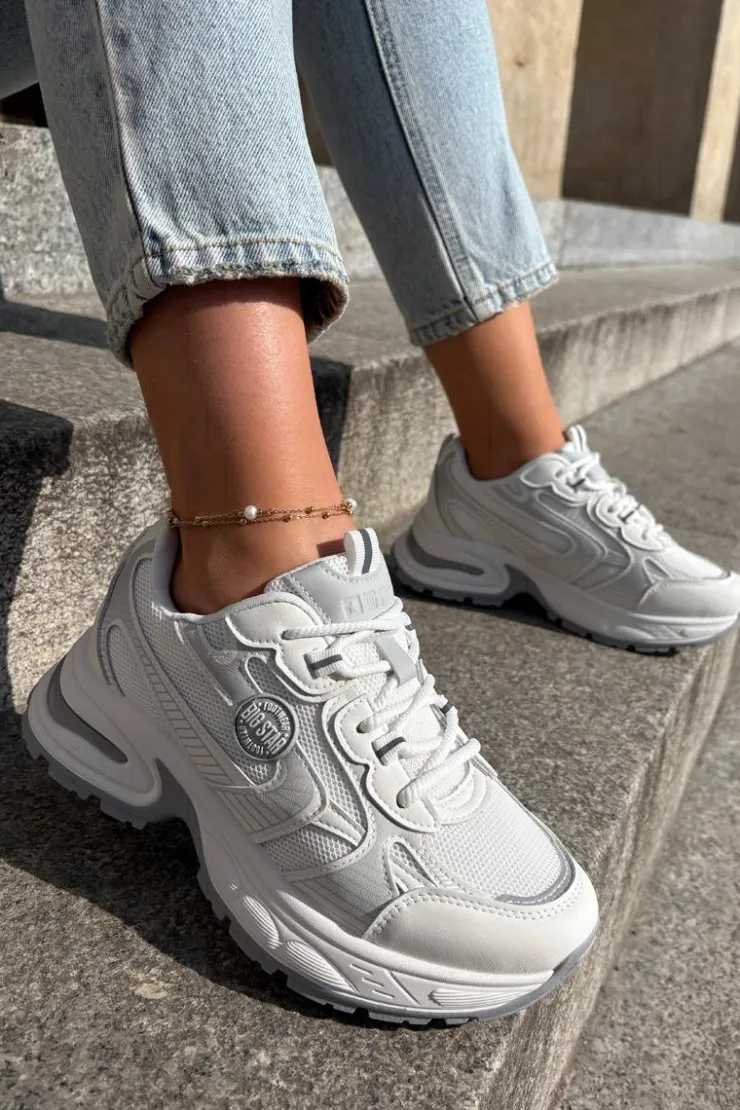 Big Star Shoes Buty Sportowe Na Platformie|Buty Sportowe Big Star*Sneakersy Damskie Big Star RR274A191 Białe Biały