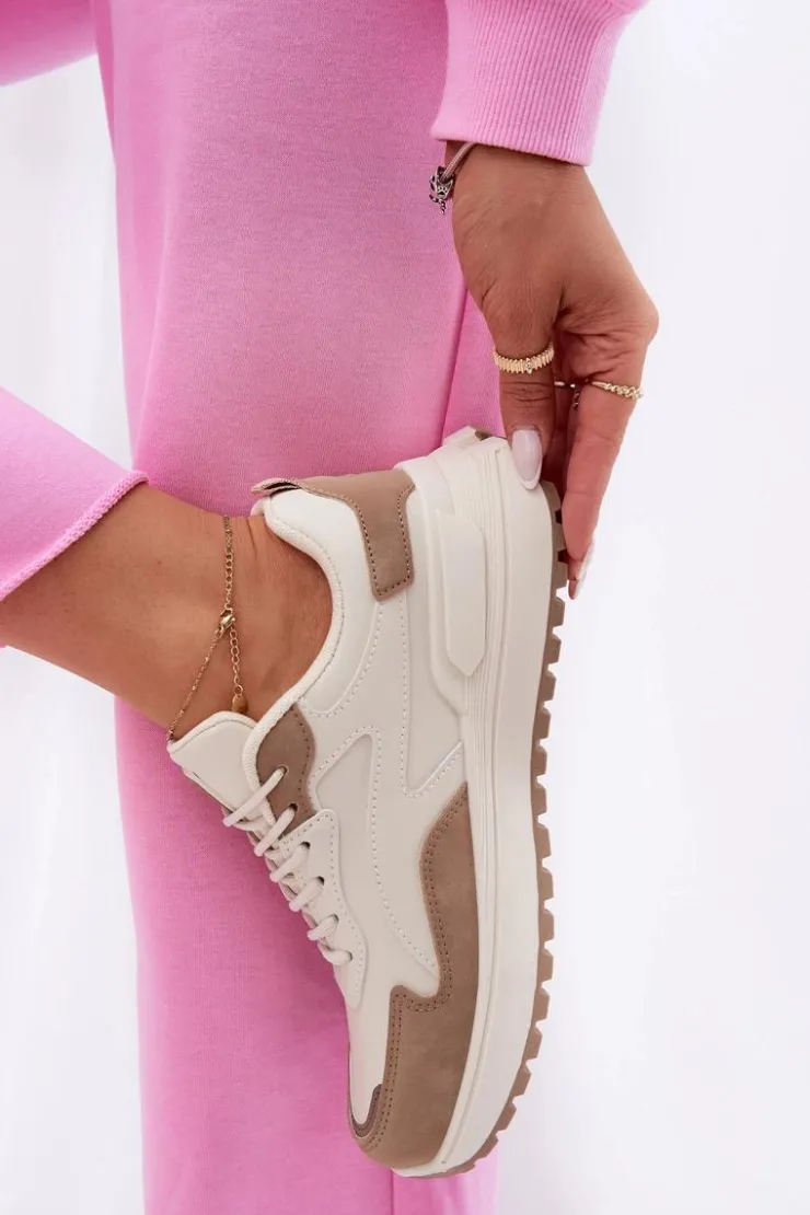 Clearance Big Star Shoes Sneakersy Damskie Big Star RR274A216 HI-POLY SYSTEM Beżowe Beżowy