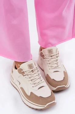 Clearance Big Star Shoes Sneakersy Damskie Big Star RR274A216 HI-POLY SYSTEM Beżowe Beżowy