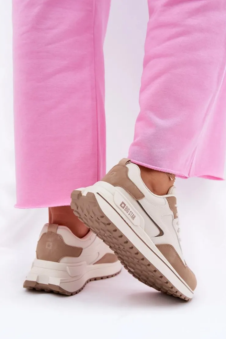 Clearance Big Star Shoes Sneakersy Damskie Big Star RR274A216 HI-POLY SYSTEM Beżowe Beżowy