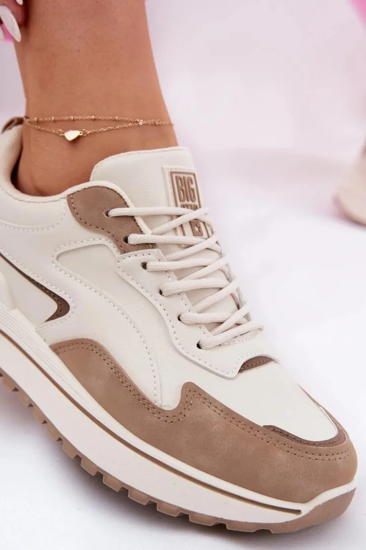 Clearance Big Star Shoes Sneakersy Damskie Big Star RR274A216 HI-POLY SYSTEM Beżowe Beżowy