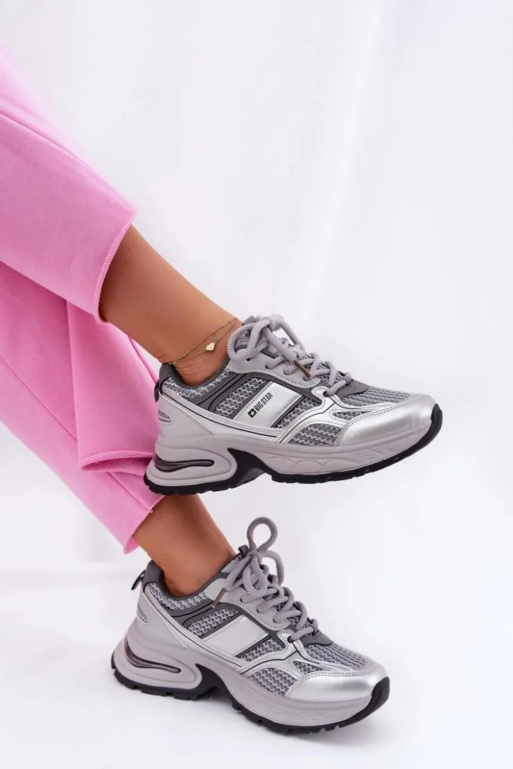 Online Big Star Shoes Sneakersy Damskie Big Star RR274A193 Szare Szary