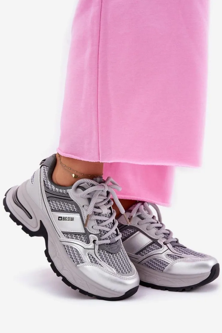 Online Big Star Shoes Sneakersy Damskie Big Star RR274A193 Szare Szary