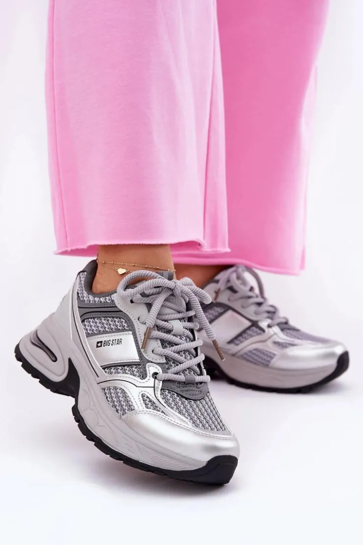 Online Big Star Shoes Sneakersy Damskie Big Star RR274A193 Szare Szary