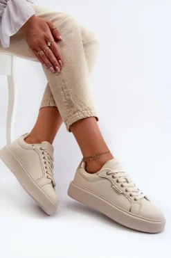 Damskie Big Star Shoes Sneakersy Damskie Big Star NN274334 Memory Foam System Beżowe