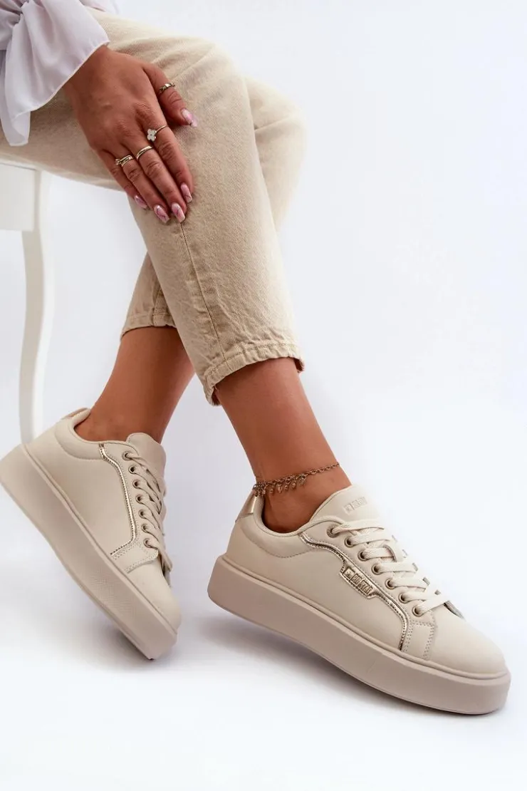 Damskie Big Star Shoes Sneakersy Damskie Big Star NN274334 Memory Foam System Beżowe